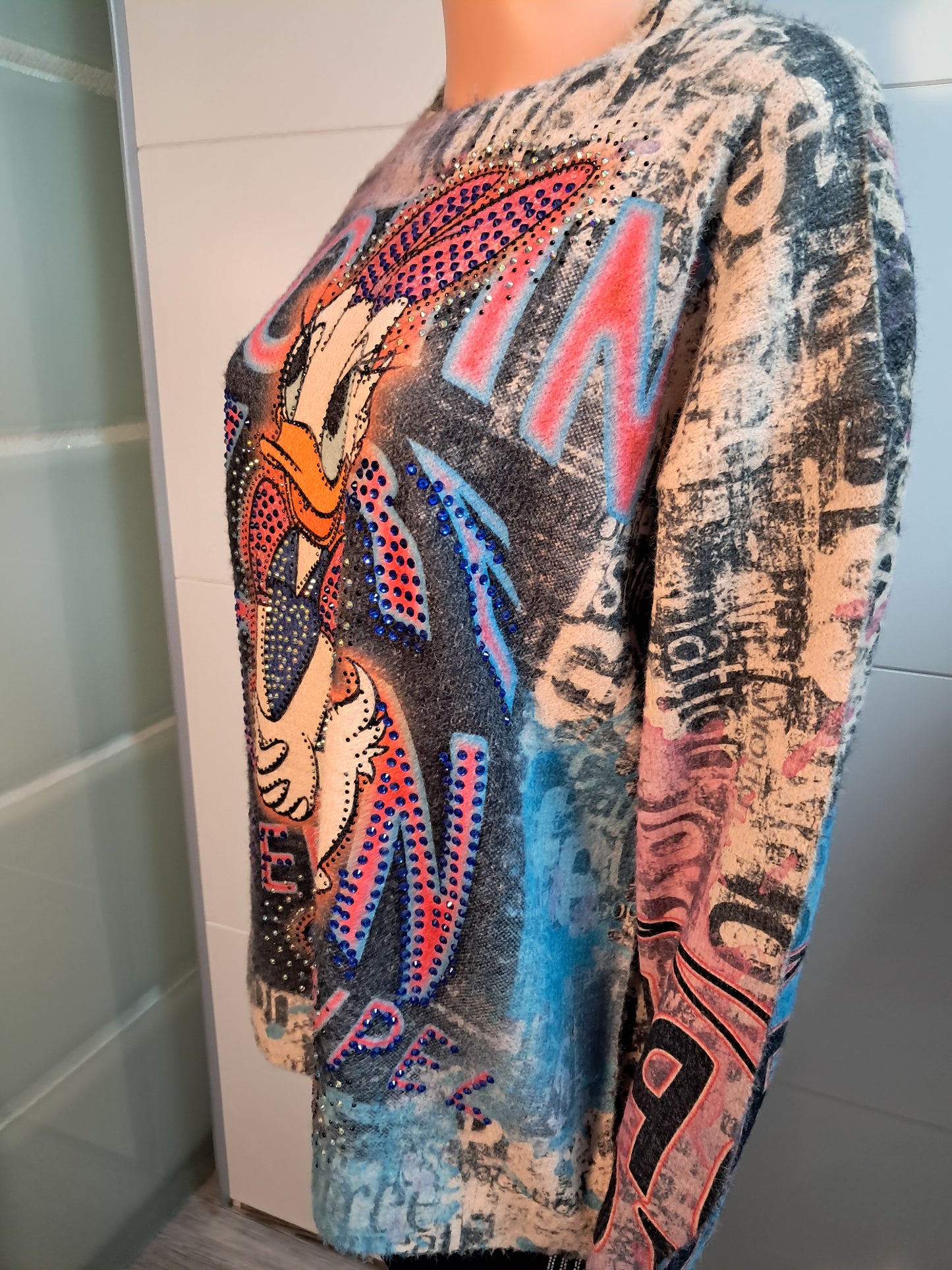 Dicker Strick Pullover mit Daisy Duck bis 44/46 tragbar