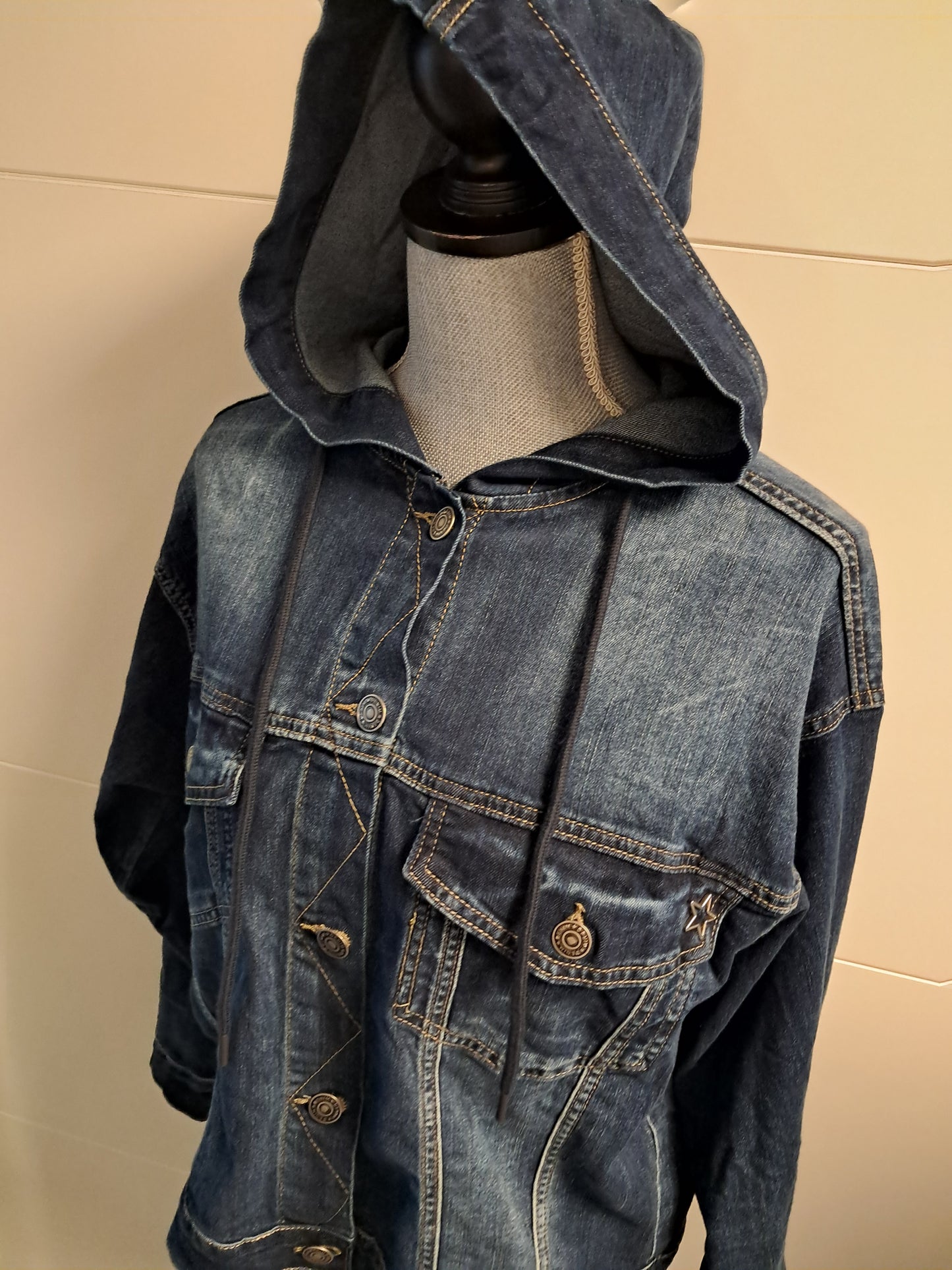 Jeans Jacke mit Kapuze XL