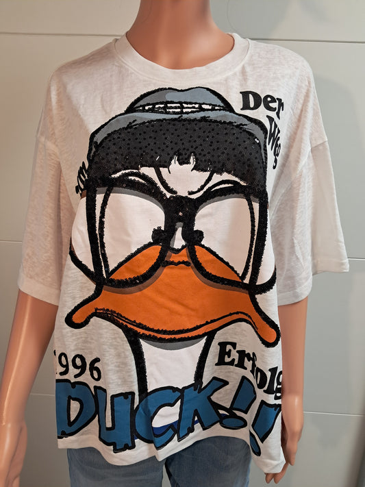 T-Shirt mit Druck und Pailletten bis 44/46 tragbar