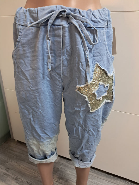 Capri Hose im leichten Jeans Stoff bis 42 tragbar