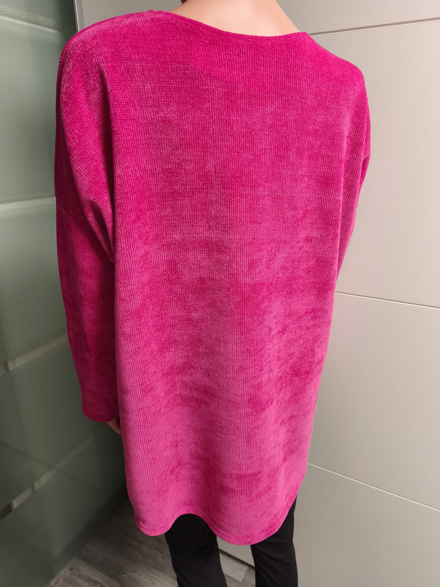 Feincord Pullover in Pink bis Gr. 44/46 tragbar