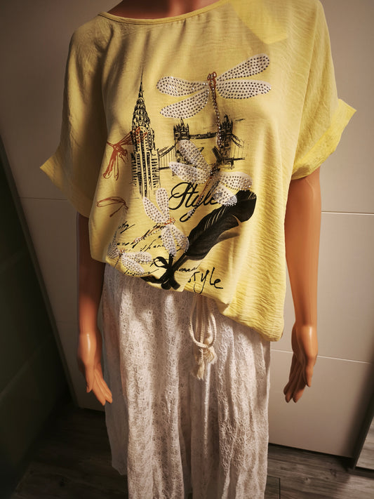 T-Shirt Libelle mit Strass bis Gr. 46 tragbar