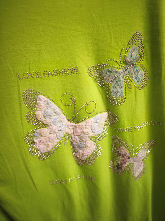 T-Shirt Schmetterling mit Spitze und Glitzer bis Gr. 46 tragbar