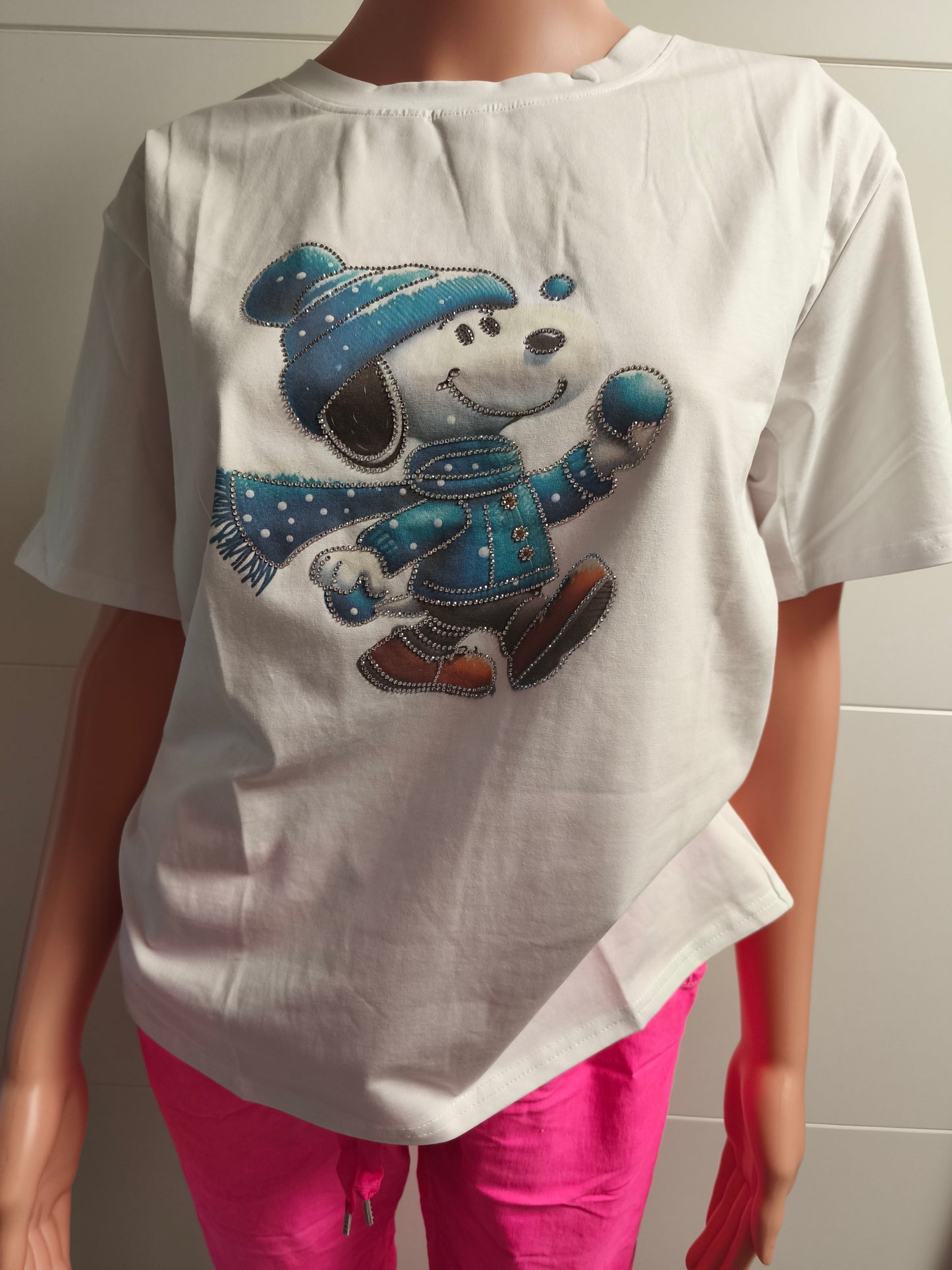 T-Shirt Hund mit Strass bis Größe 40 tragbar