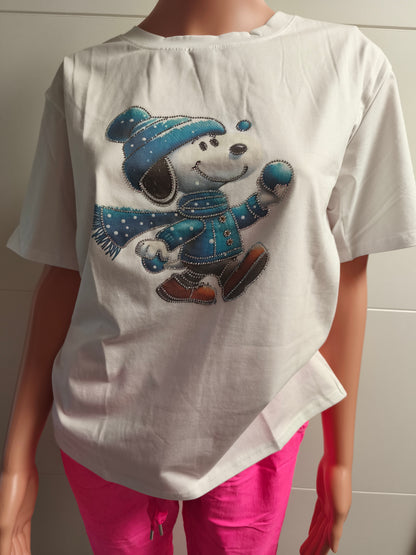 T-Shirt Hund mit Strass bis Größe 40 tragbar
