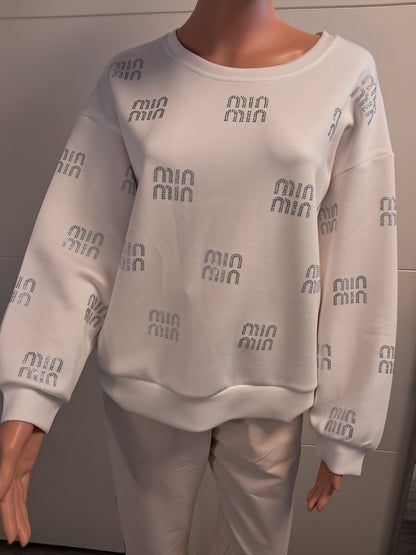 Sweatshirt mit Strass Schrift Druck