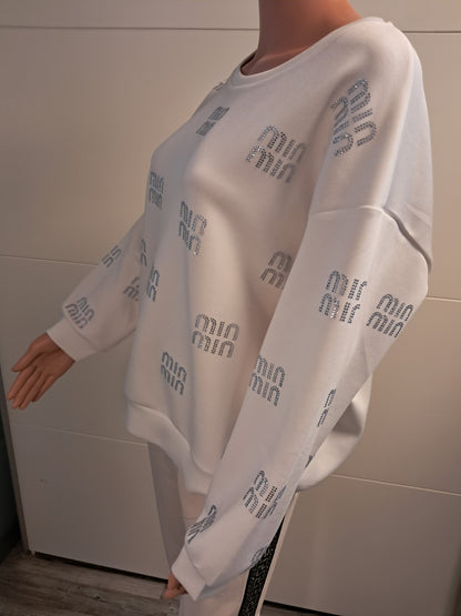 Sweatshirt mit Strass Schrift Druck