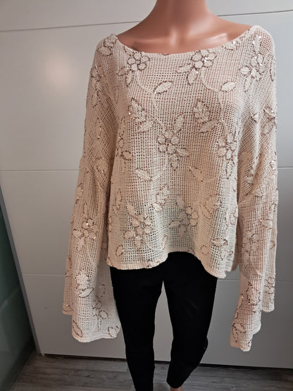 Glamstyle Fashion Netz Sweatshirt bis 42/44 tragbar