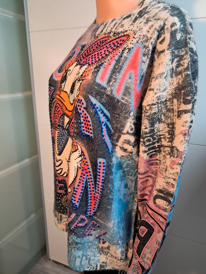 Dicker Strick Pullover mit Daisy Duck bis 44/46 tragbar