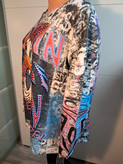 Dicker Strick Pullover mit Daisy Duck bis 44/46 tragbar