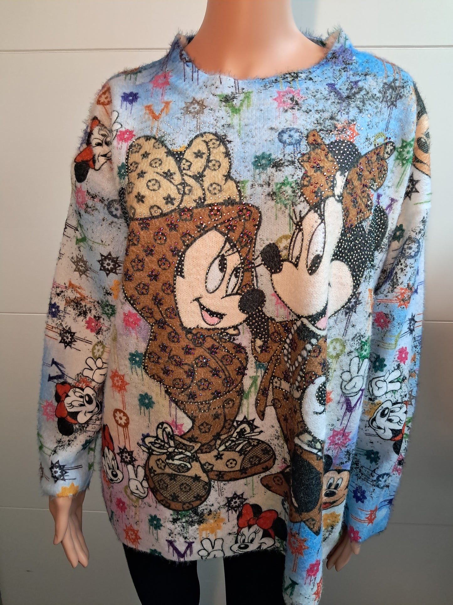 Dicker Strick Pullover mit Micky und Minnie bis 44/46 tragbar
