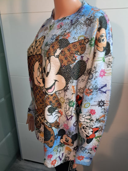 Dicker Strick Pullover mit Micky und Minnie bis 44/46 tragbar