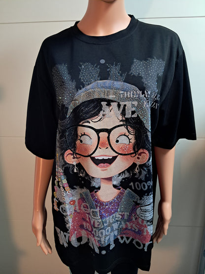 T-Shirt Mädchen mit Strass bis 42 tragbar