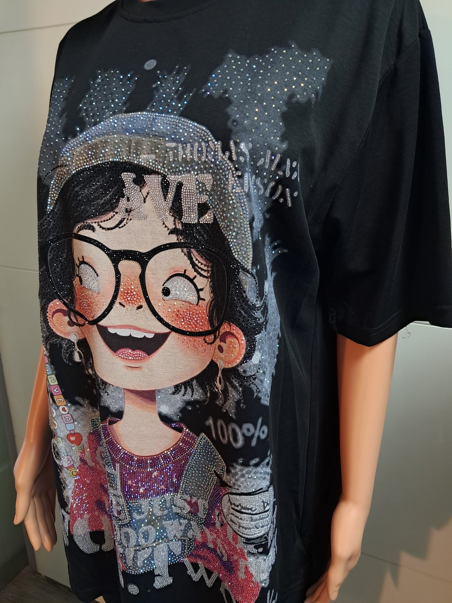 T-Shirt Mädchen mit Strass bis 42 tragbar
