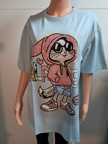 T-Shirt Hase mit Strass bis 44/46 tragbar