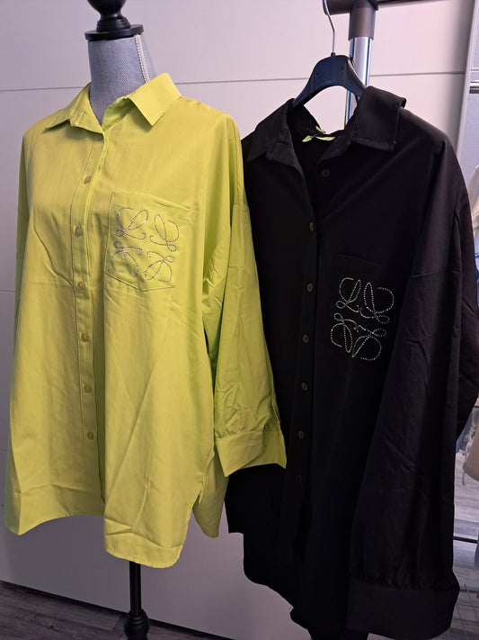 See More Oversize Hemd mit Strass