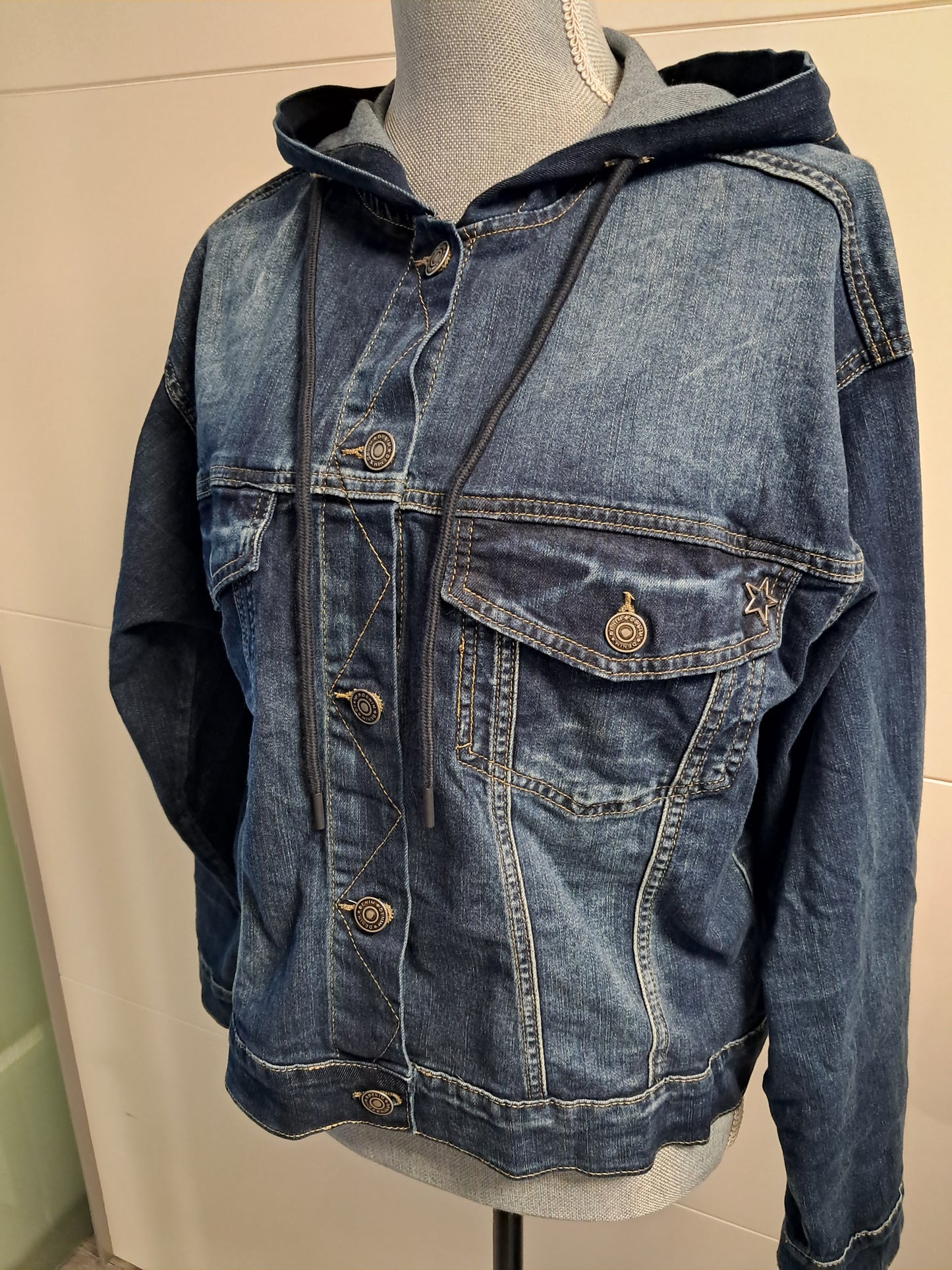 Jeans Jacke mit Kapuze XL