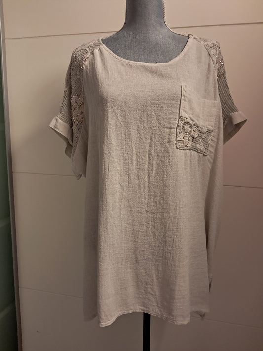 Traum Pailetten Netz T-Shirt bis 46/48 tragbar