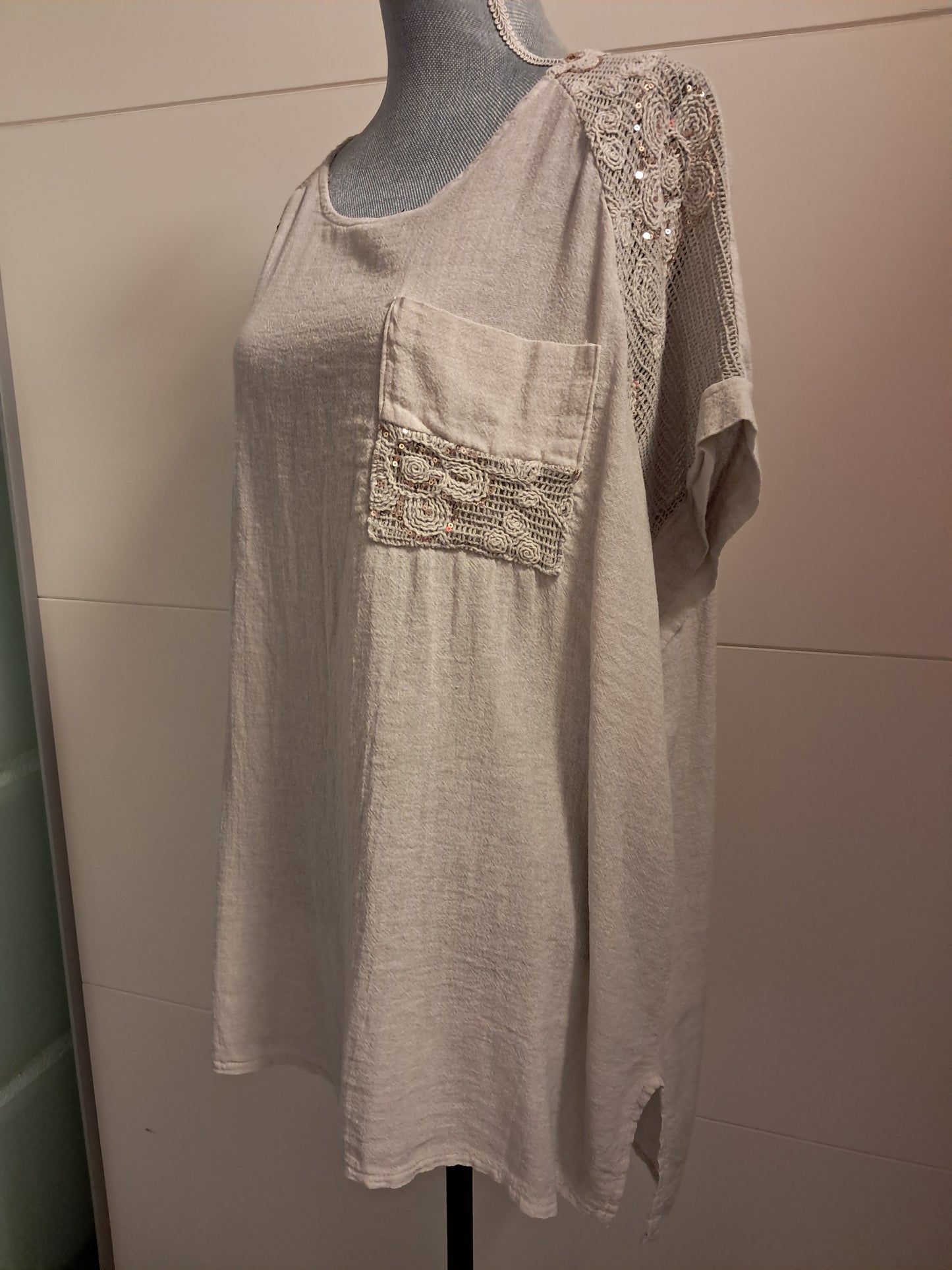 Traum Pailetten Netz T-Shirt bis 46/48 tragbar