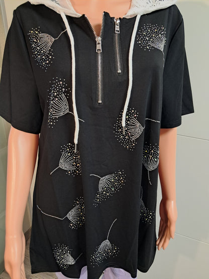Spitzen Kapuzen T-Shirt bis 44 tragbar