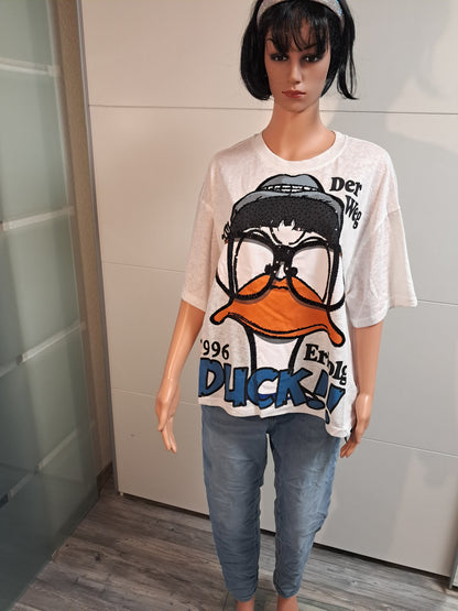 T-Shirt mit Druck und Pailletten bis 44/46 tragbar