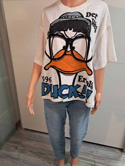 T-Shirt mit Druck und Pailletten bis 44/46 tragbar