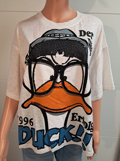 T-Shirt mit Druck und Pailletten bis 44/46 tragbar