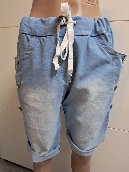 Jeans Bermuda Glitzerherz bis Gr. 42/44 tragbar
