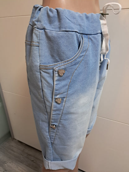 Jeans Bermuda Glitzerherz bis Gr. 42/44 tragbar