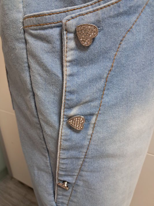 Jeans Bermuda Glitzerherz bis Gr. 42/44 tragbar