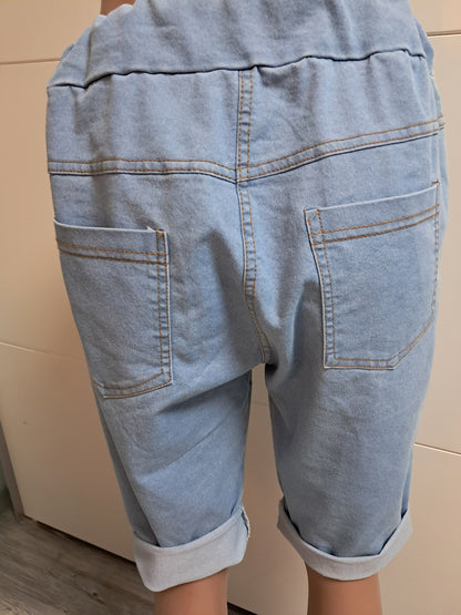 Jeans Bermuda Glitzerherz bis Gr. 42/44 tragbar