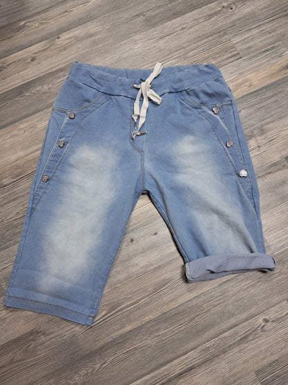 Jeans Bermuda Glitzerherz bis Gr. 42/44 tragbar