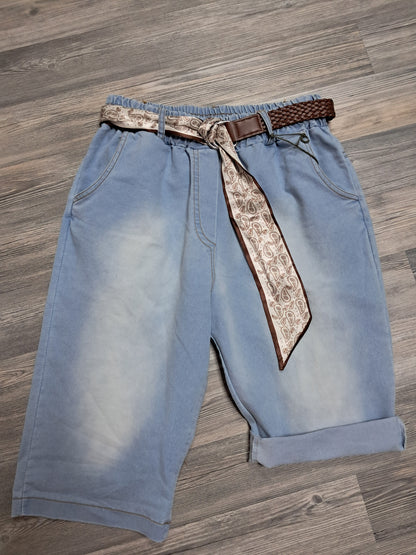 Bermuda Jeans mit Gürtel bis 42 tragbar
