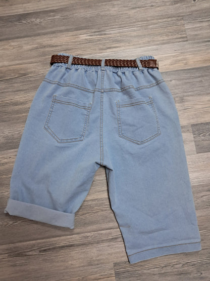Bermuda Jeans mit Gürtel bis 42 tragbar