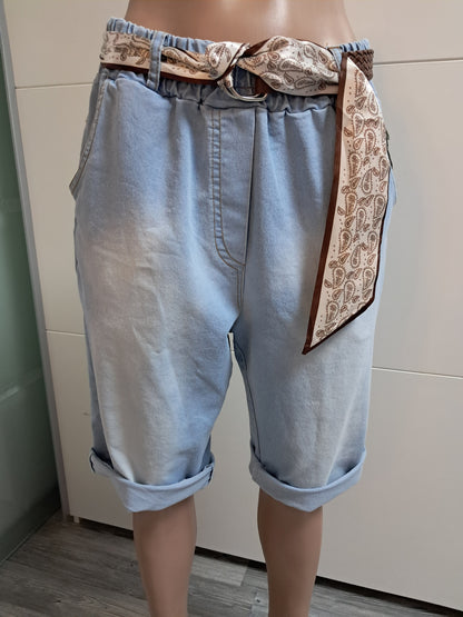 Bermuda Jeans mit Gürtel bis 42 tragbar