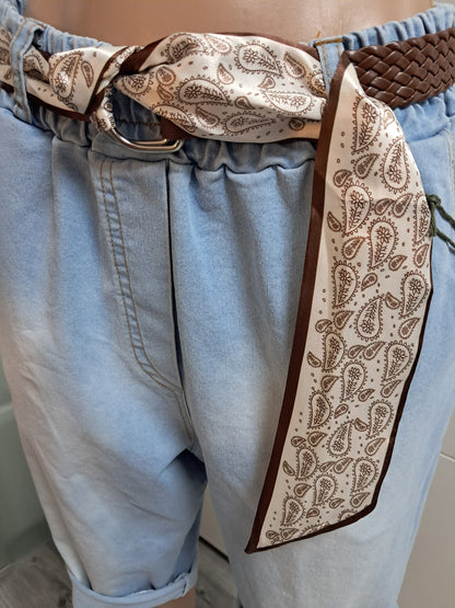 Bermuda Jeans mit Gürtel bis 42 tragbar