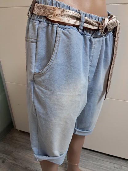 Bermuda Jeans mit Gürtel bis 42 tragbar