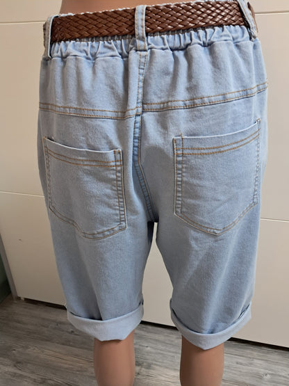 Bermuda Jeans mit Gürtel bis 42 tragbar
