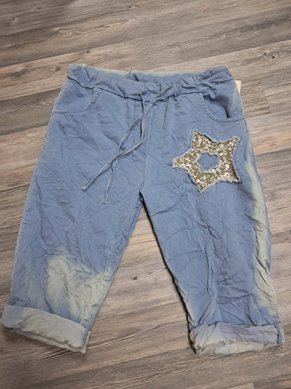 Capri Hose im leichten Jeans Stoff bis 42 tragbar