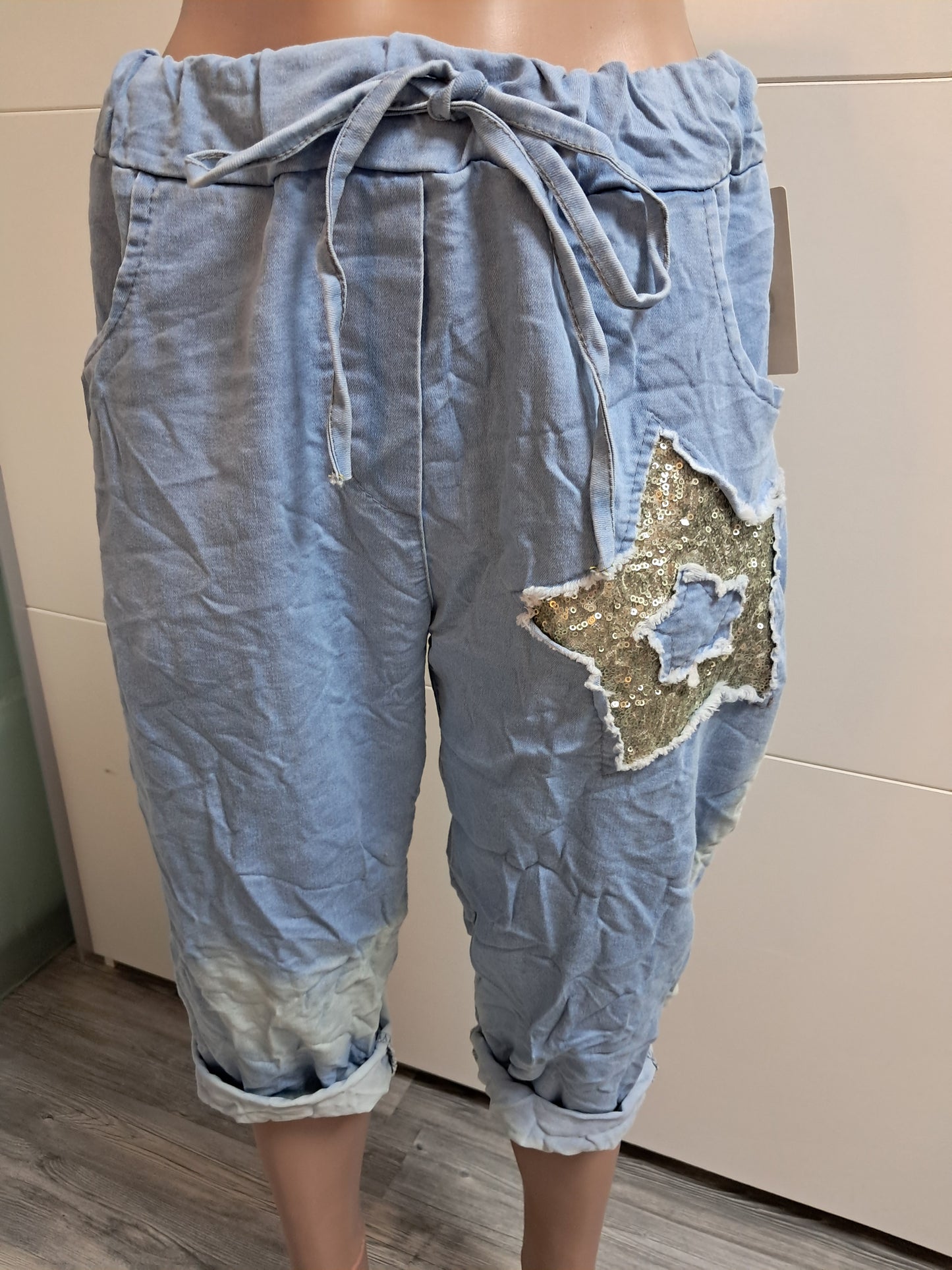 Capri Hose im leichten Jeans Stoff bis 42 tragbar