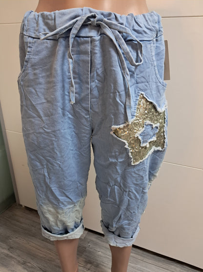 Capri Hose im leichten Jeans Stoff bis 42 tragbar
