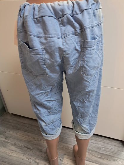 Capri Hose im leichten Jeans Stoff bis 42 tragbar