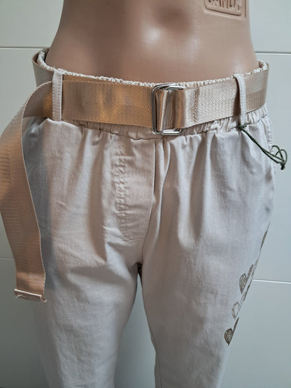 Stretch Hose mit Gürtel und Strass bis 46 tragbar