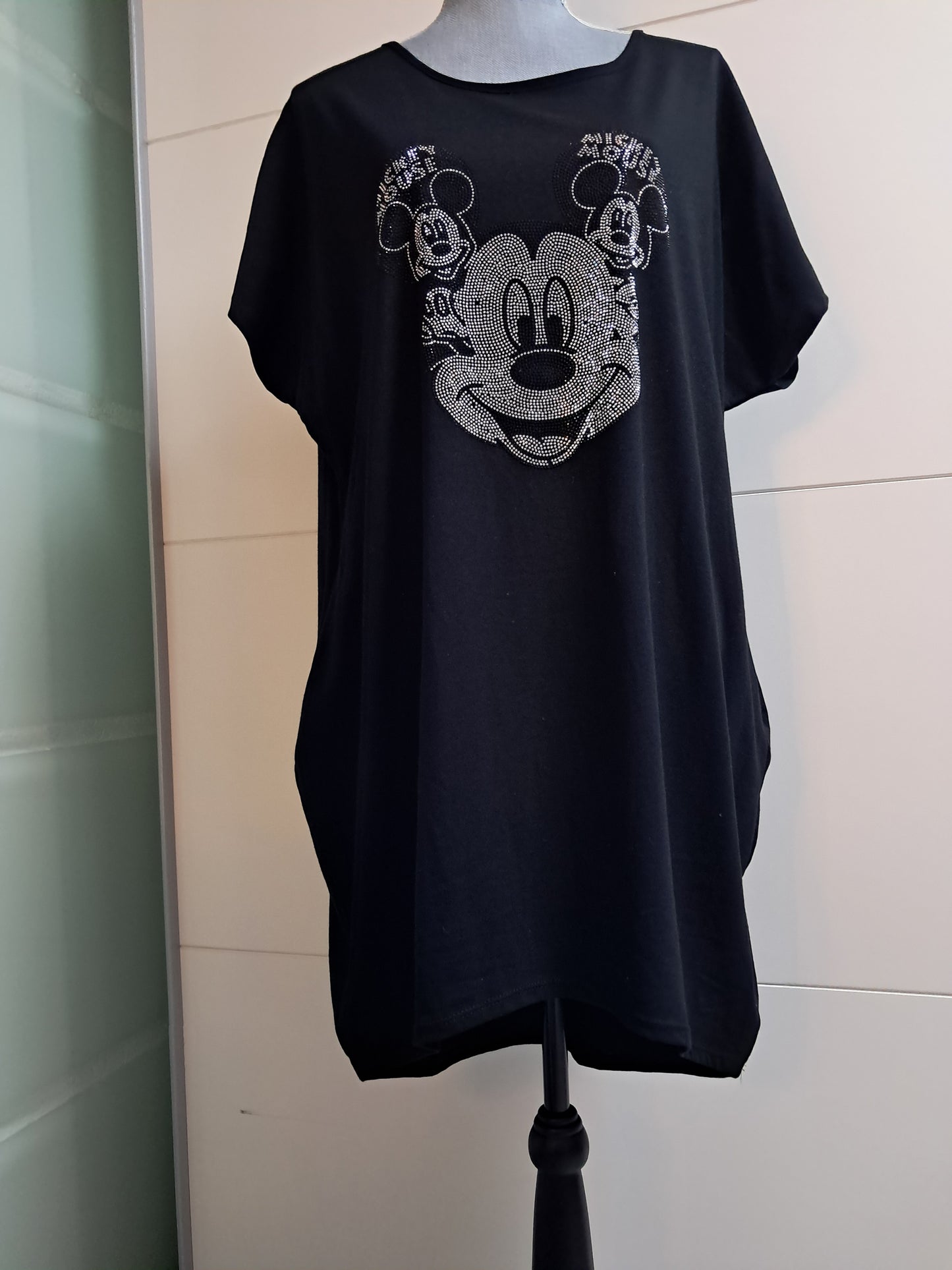 T-Shirt Kleid mit Strass Motiv bis 46 tragbar