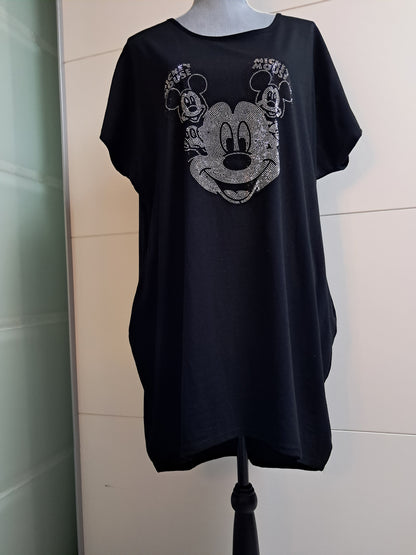 T-Shirt Kleid mit Strass Motiv bis 46 tragbar
