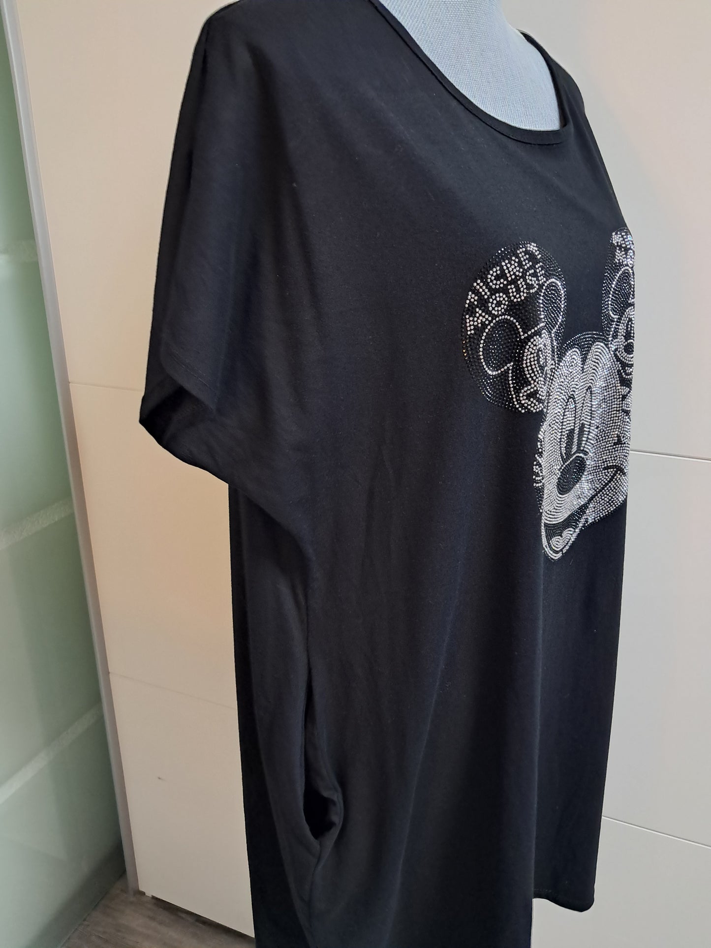 T-Shirt Kleid mit Strass Motiv bis 46 tragbar