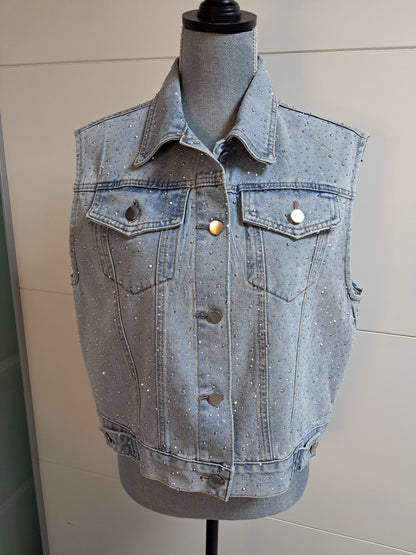 Jeans Glitzer Weste bis 42 tragbar
