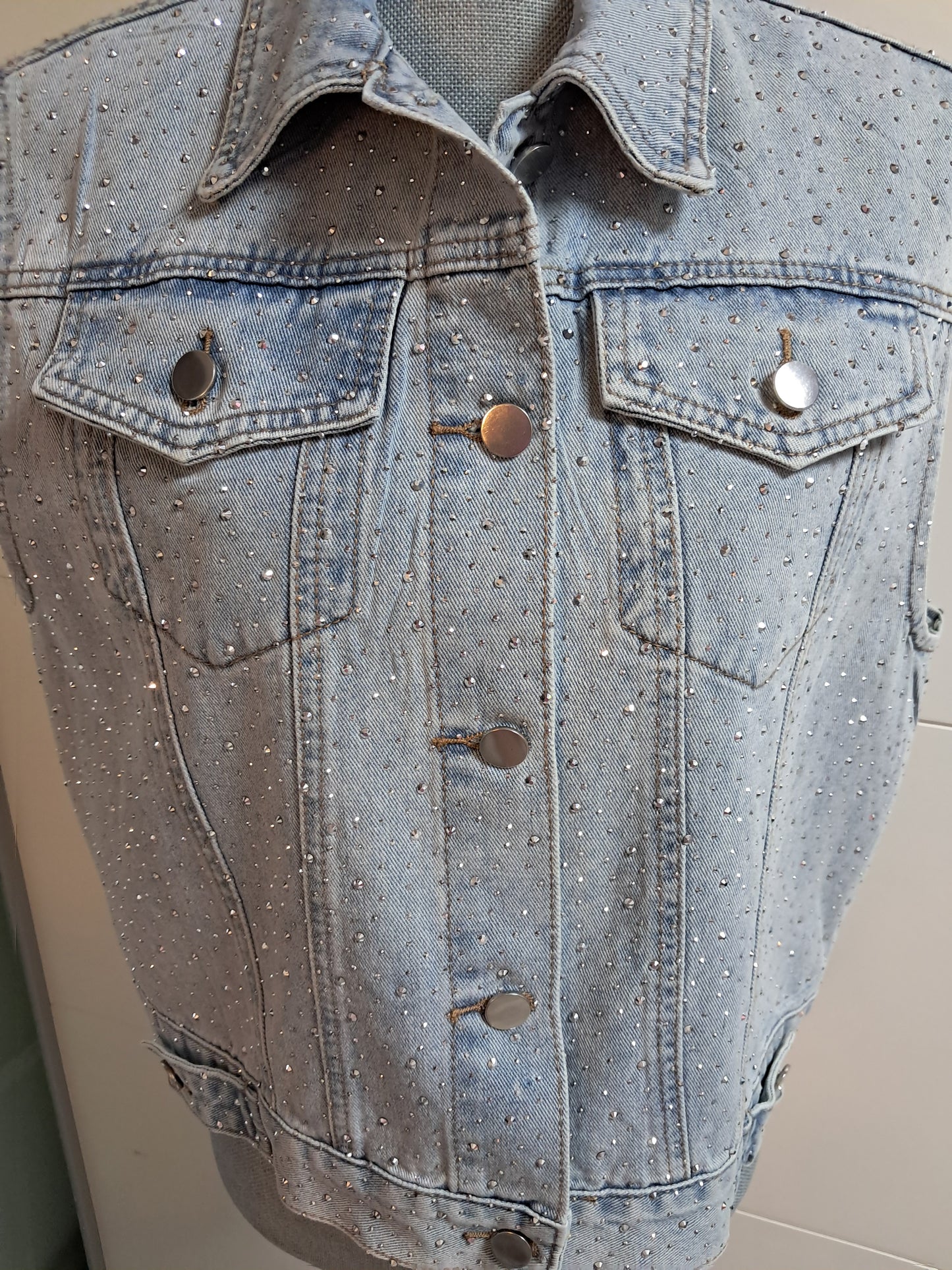 Jeans Glitzer Weste bis 42 tragbar