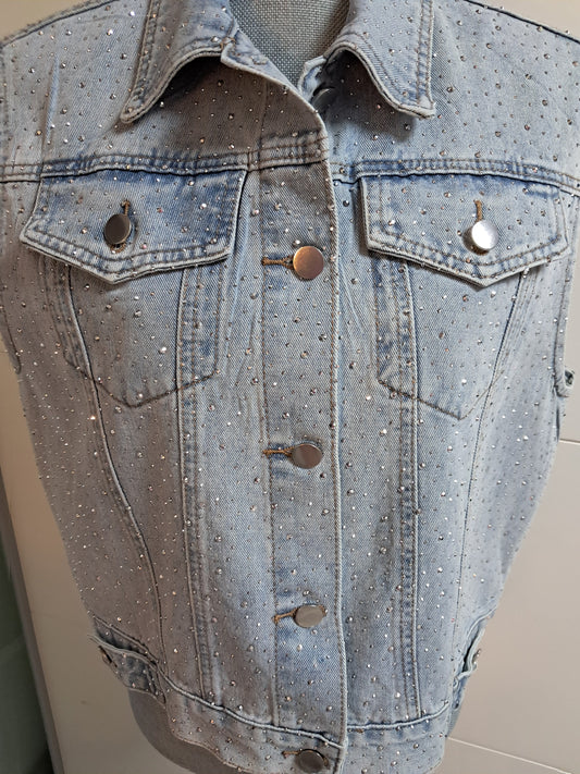 Jeans Glitzer Weste bis 42 tragbar