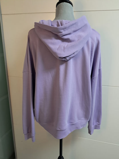 Kapuzen Hoodie Flieder mit Neon Druck bis 46/48 tragbar